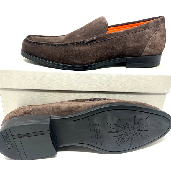 Santoni Faith Suede Loafers Dark Men\'s Shoes main image 6